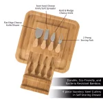 Classic Cuisine 4-Piece Bamboo Cheese Serving Tray Set with Stainless Steel Cutlery thumbnail 5