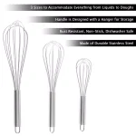 Classic Cuisine Stainless Steel Wire Whisk Set of 3 thumbnail 3