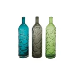 LITTON LANE 16 in. Polished Glass Spouted Vases with Geometric Embossed Embellishments, Set of 3 thumbnail 2