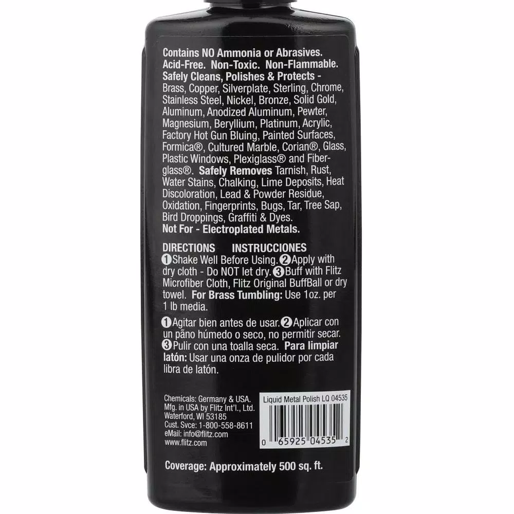 Flitz All-Purpose Metal Liquid Cleaner and Polish, 3.4 oz.