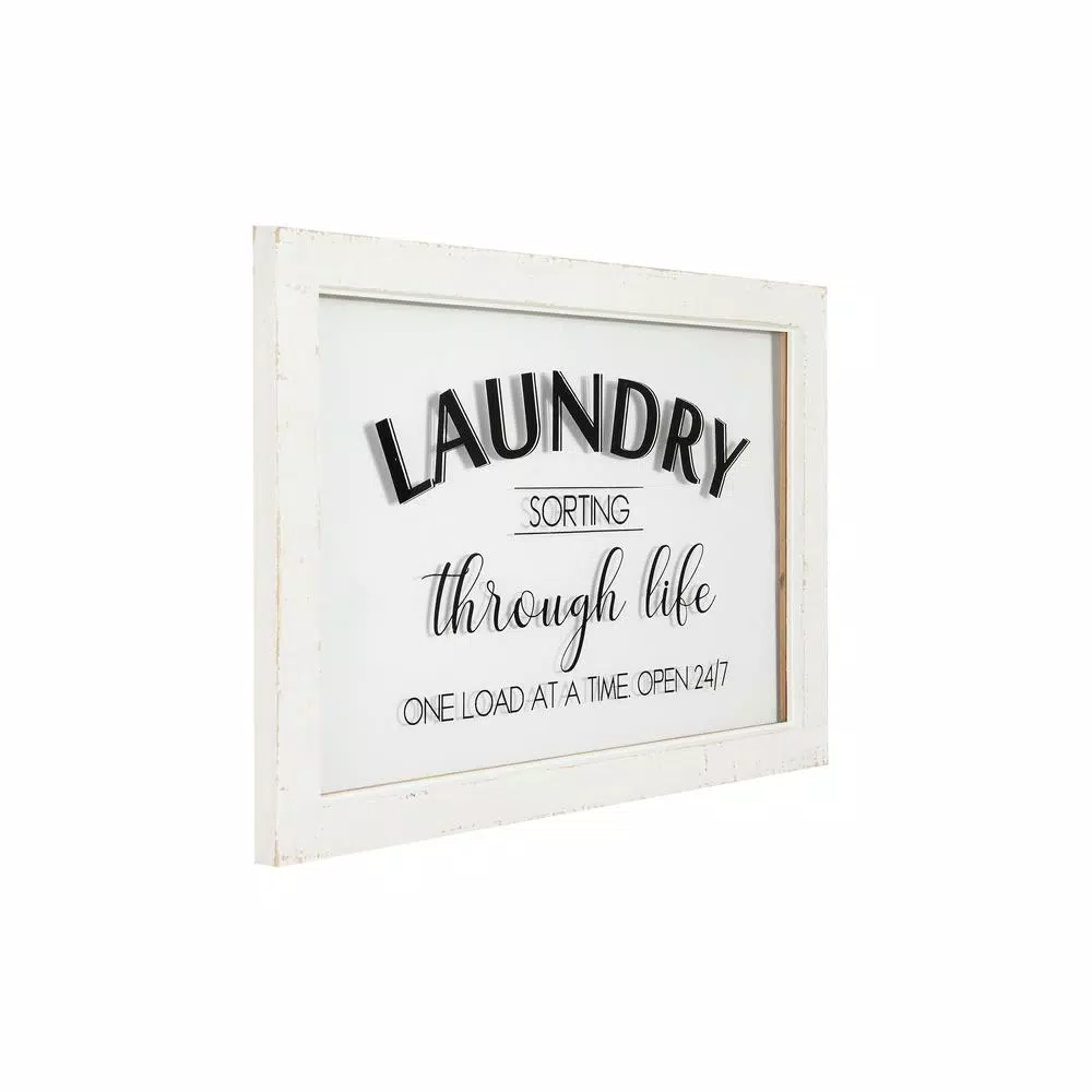 3R Studios Laundry Sorting Through Life One Load at a Time Wood Sign - White Decorative Wall Decor