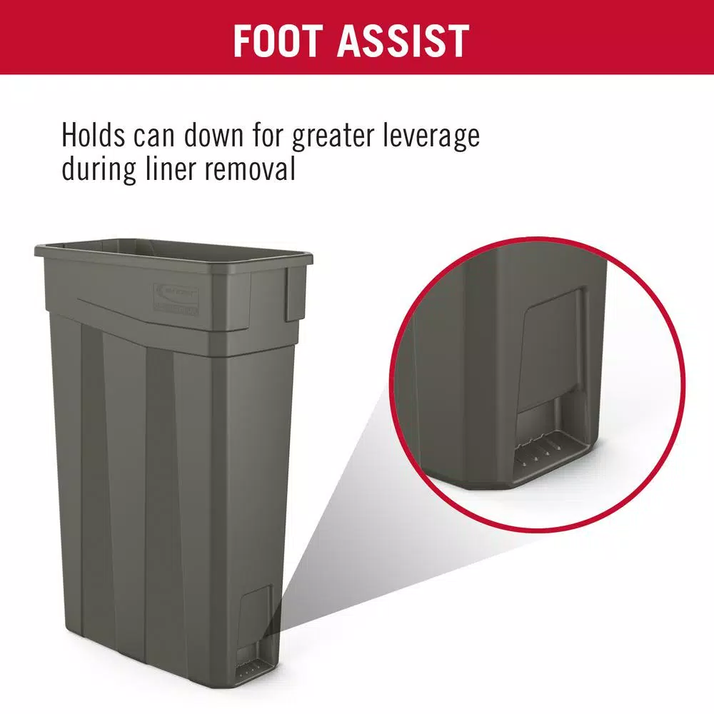 Suncast Commercial 23 Gallon Slim Resin Trash Can, Sand