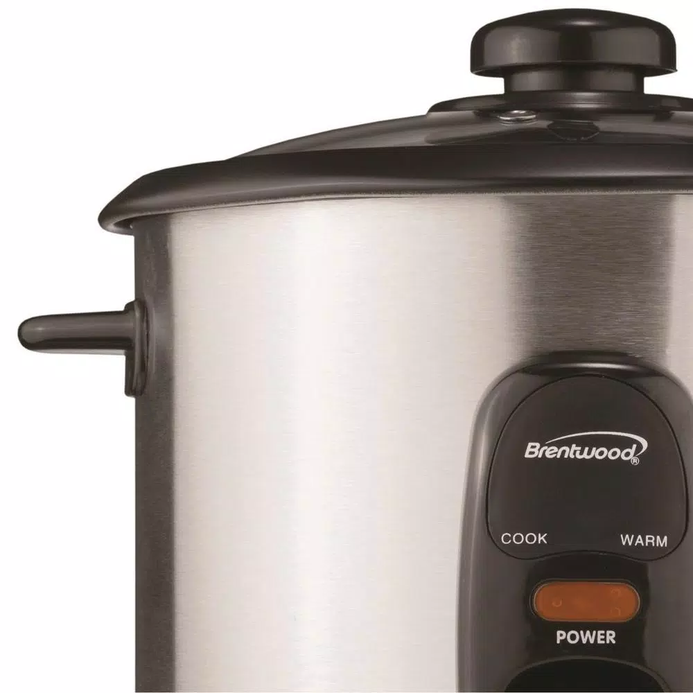 Brentwood 10-Cup Silver Rice Cooker with Stainless Steel Body and Nonstick Inner Pot