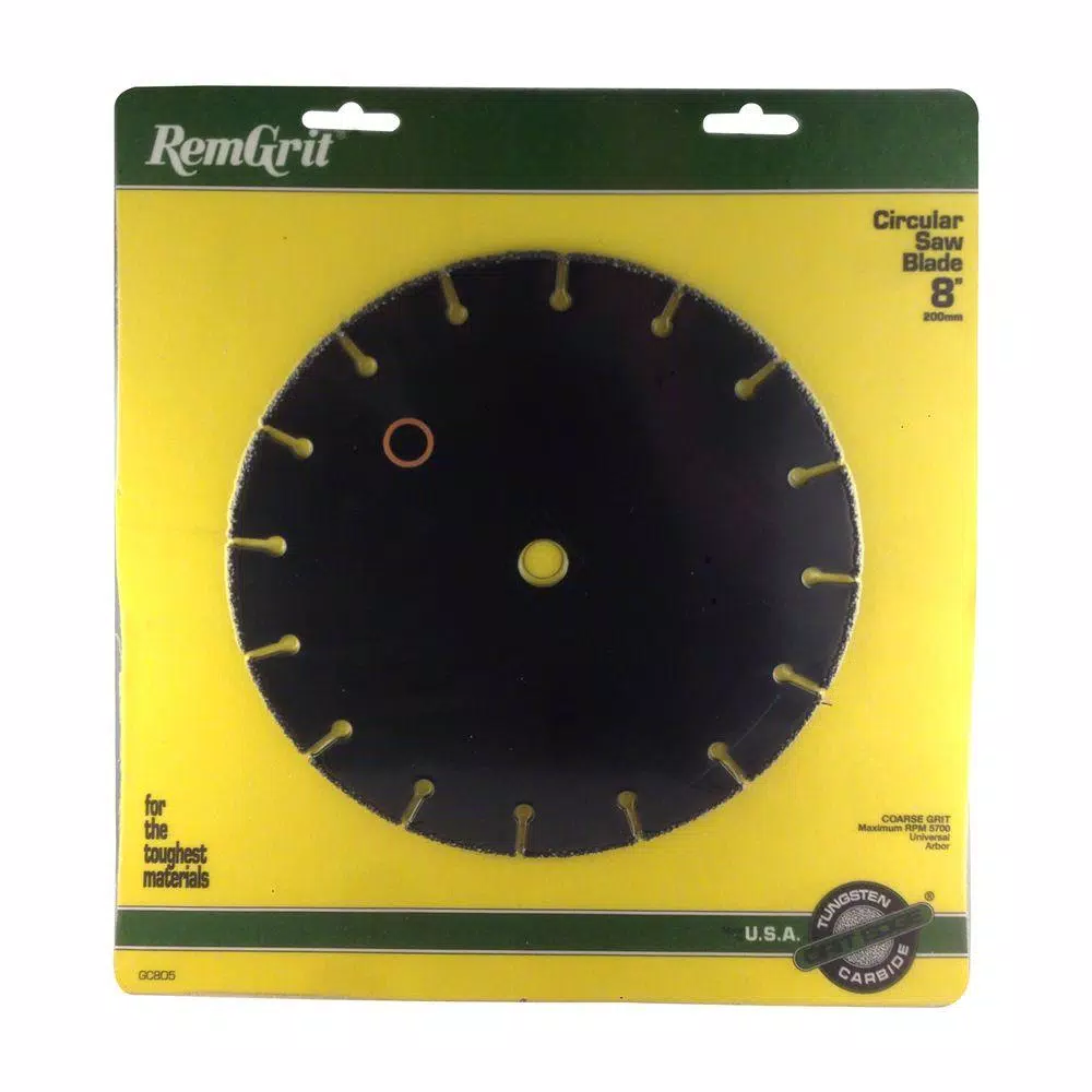 RemGrit 8 in. Coarse Grit Carbide Circular Saw Blade for Abrasive Materials
