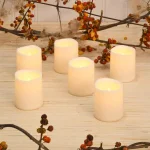LUMABASE LED Amber Battery Operated Mini Pillar Candles, Set of 6, Flameless Flickering Lights thumbnail 2