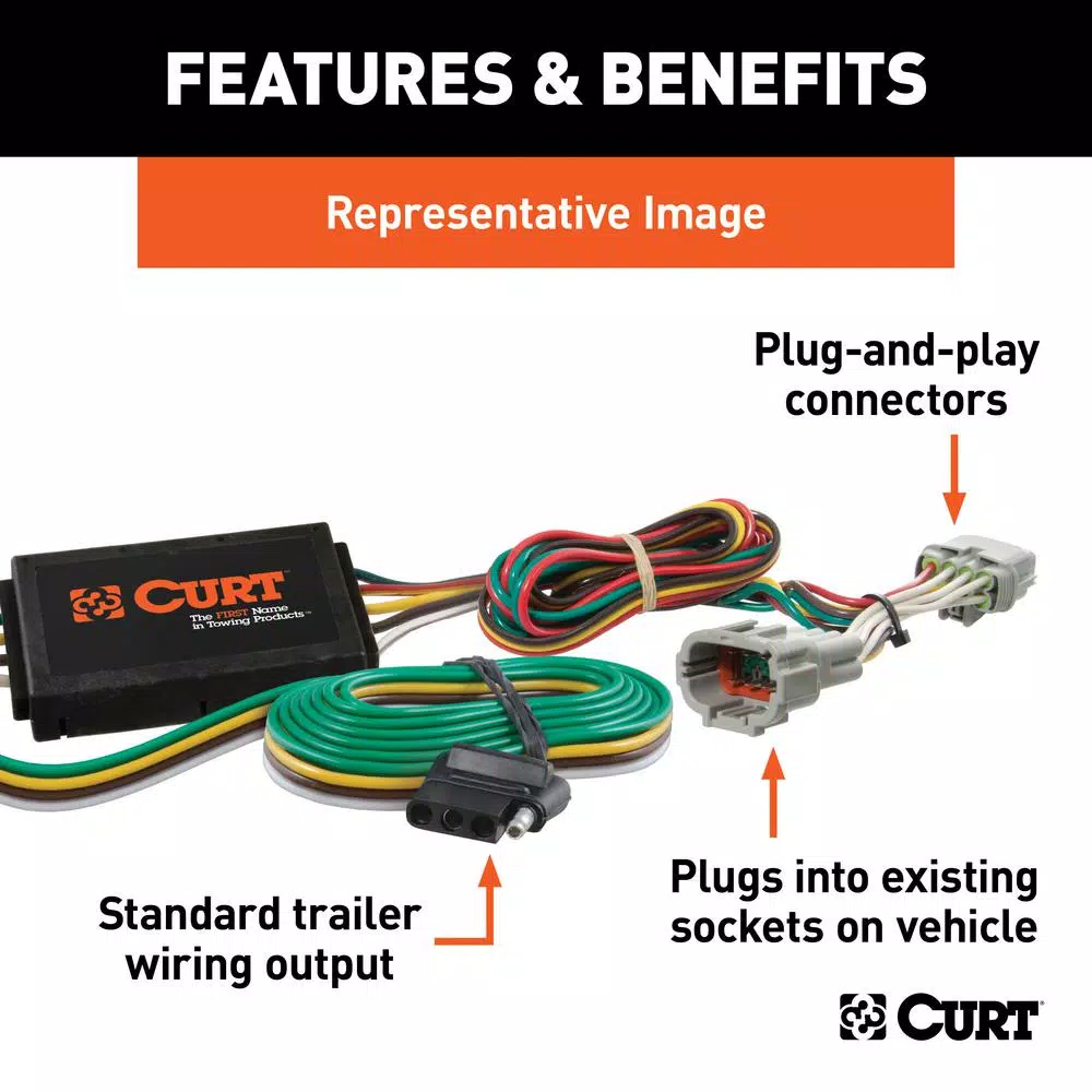 CURT Custom Vehicle-Trailer Wiring Harness for Ford Transit Connect, 4-Way Flat Output