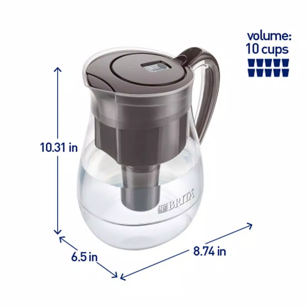 Brita Monterey 10-Cup Water Filter Pitcher with Longlast Filter, Black