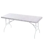 Brielle Home 30x72" Cotton Fabric Fitted Table Cover, Grey Granite Stone Pattern thumbnail 1