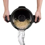 MasterPan 5 Qt. Cast Aluminum Non-Stick Stock and Pasta Pot with Glass Lid and Easy Pour Spout, Black thumbnail 4