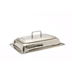 Old Dutch 8 Qt. Rectangular Polished Nickel over Stainless Steel Chafing Dish with Iron Stand thumbnail 4