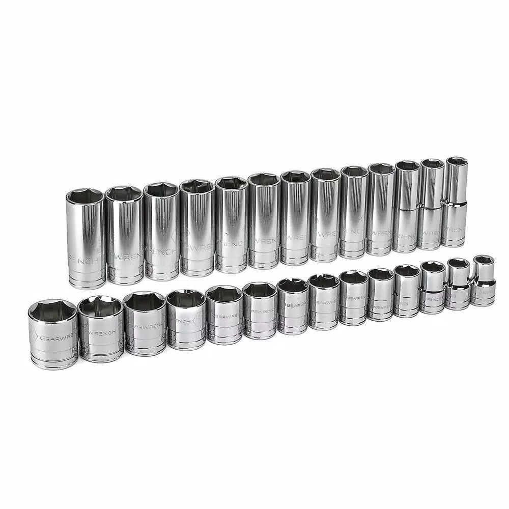 GEARWRENCH 27-Piece 1/2 in. Drive 6-Point Standard and Deep SAE Socket Set