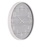 Pinnacle 28 in. Gray Washed Wood Plank Round Wall Clock - Rustic Farmhouse Decor thumbnail 3