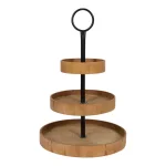 Kate and Laurel Woodmont Rustic Brown 3-Tiered Solid Wood Decorative Tray, Farmhouse Style thumbnail 5