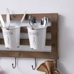 DANYA B DANAYA B. FHB2605 Rustic Hanging Utensil Caddy with 3 Tin Buckets and 5 Hooks thumbnail 5
