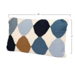 3R Studios Off-White Geometric Pattern Lumbar Throw Pillow, Blue and Brown, 26 x 16 in. thumbnail 3