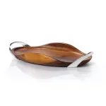 Nambe Bella Acacia Wood Oval Serving Tray with Nambe Alloy Handles thumbnail 1