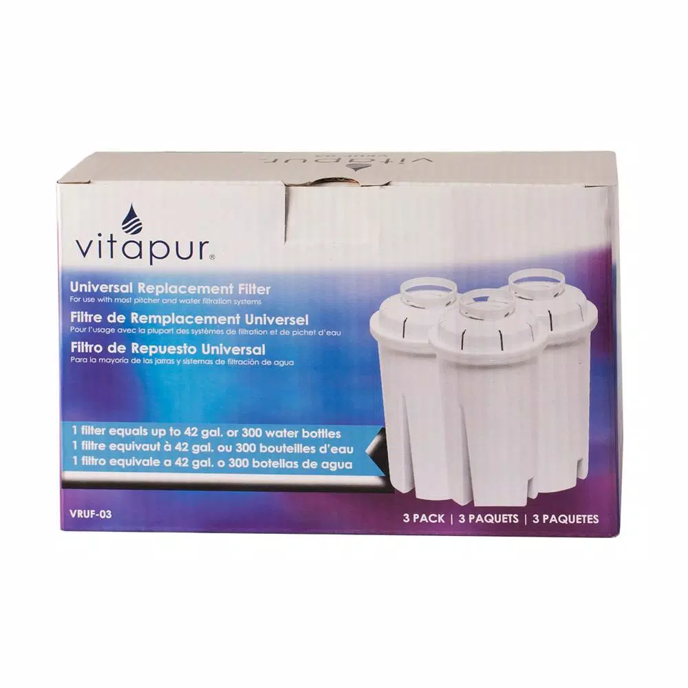Vitapur Universal Replacement Water Pitcher Filters, 3-Pack
