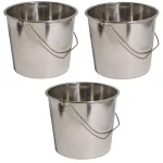 AmeriHome 3-Piece Stainless Steel Bucket Set, 5.28 Gallon Extra Large Metal Pails thumbnail 7