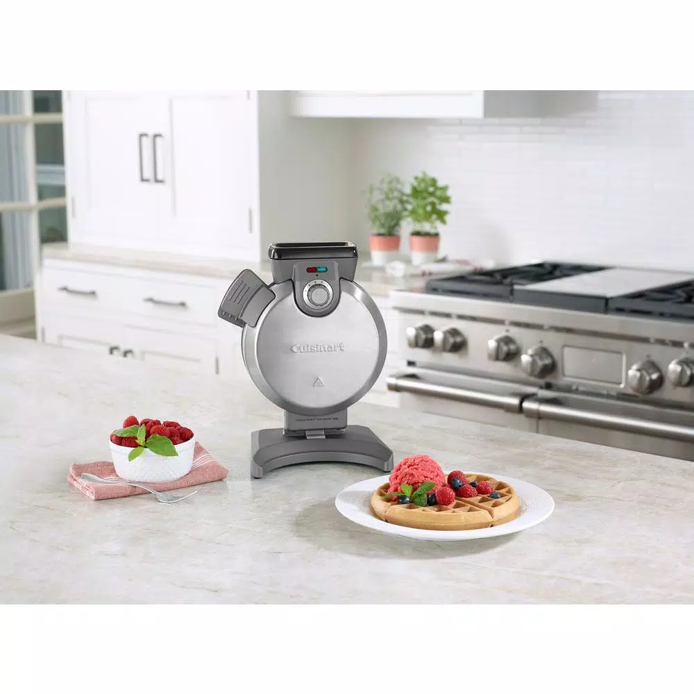 Cuisinart Vertical Belgian Waffle Maker with Stainless Steel Cover and 5 Browning Levels