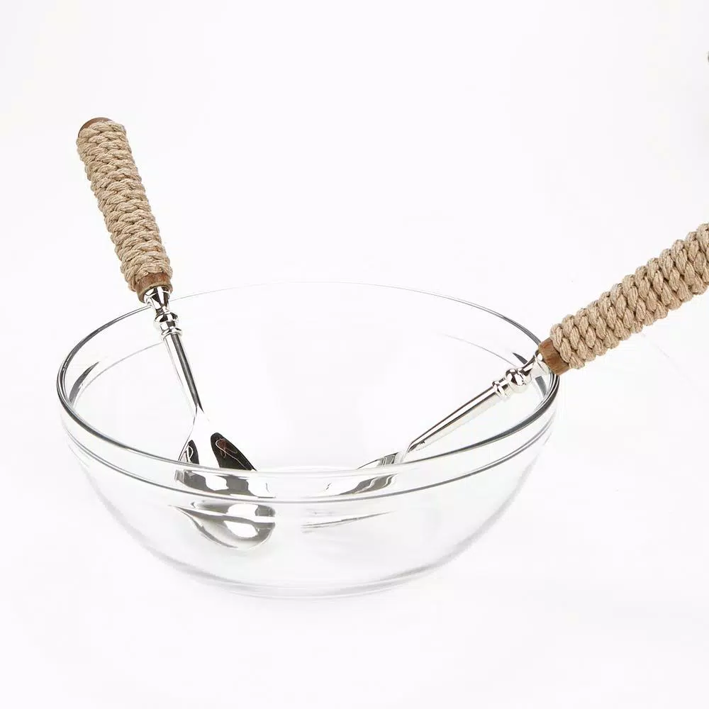 Mind Reader Silver Stainless Steel Rope Design Salad Serving Set - 2-Piece Spoon and Fork Utensil Set