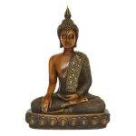 LITTON LANE Polystone Sitting Buddha Sculpture with Mirrored Accents and Bronze Finish thumbnail 1