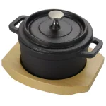 Gibson Home Campton 0.30 Qt. Oval Cast Iron Mini Casserole with Lid and Wooden Base thumbnail 2