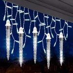 LightShow 75-Light White Shooting Star Icicle LED String Light with Cascading Lights thumbnail 8