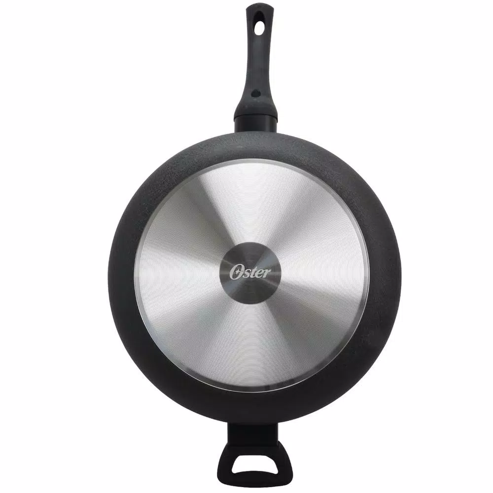 Oster Ashford 5 Qt. Aluminum Nonstick Saute Pan with Glass Lid, Black