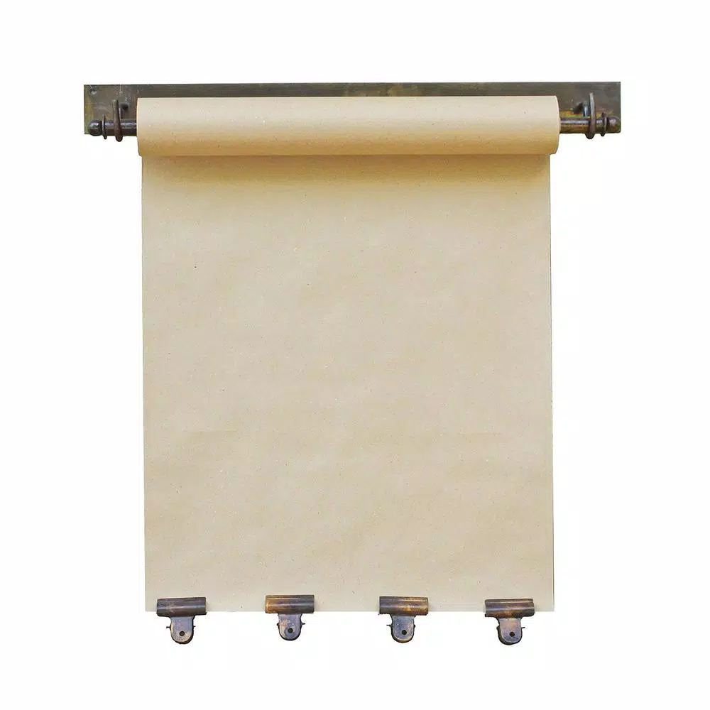 Unbranded 22 in. Farmhouse Note Roll Memo Board with 4 Brass Clips and Metal Frame