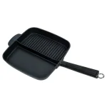 MasterPan 11 in. Cast Aluminum Nonstick Sectional Grill Pan with Split Section, Black thumbnail 1