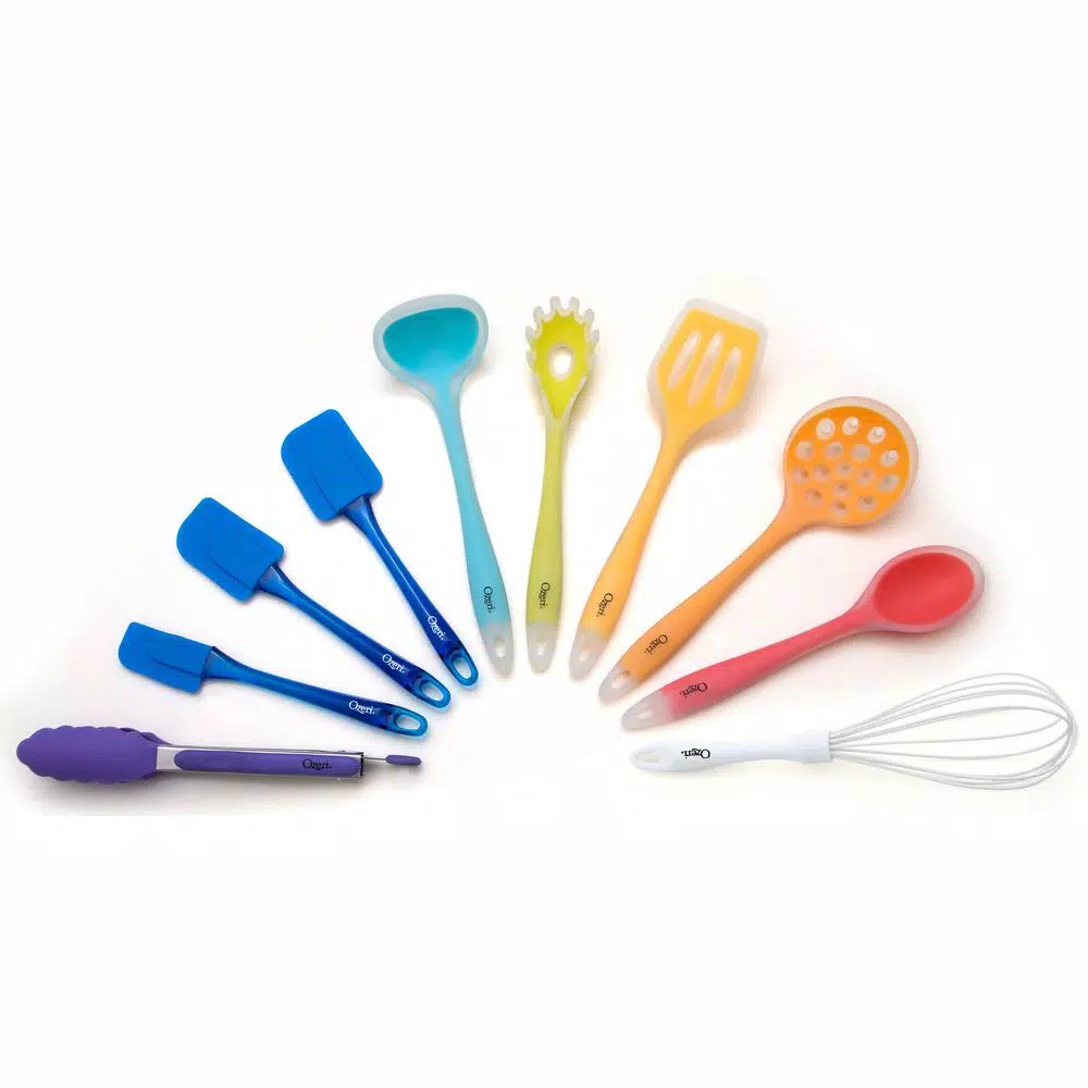 Ozeri 11-Piece All-In-One Silicone Kitchen Utensil Set with Utensil Holder, Multicolor