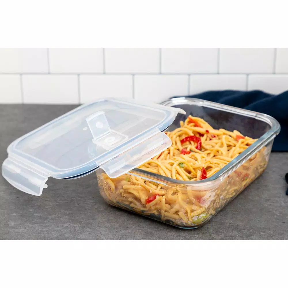 Core Kitchens Vented Glass Food Storage Container Set, 2-Pack, 46 oz, Blue