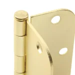Hardware Essentials 3-1/2 in. Satin Brass Residential Door Hinge, 5/8 in. Round Corner, Full Mortise (9-Pack) thumbnail 4