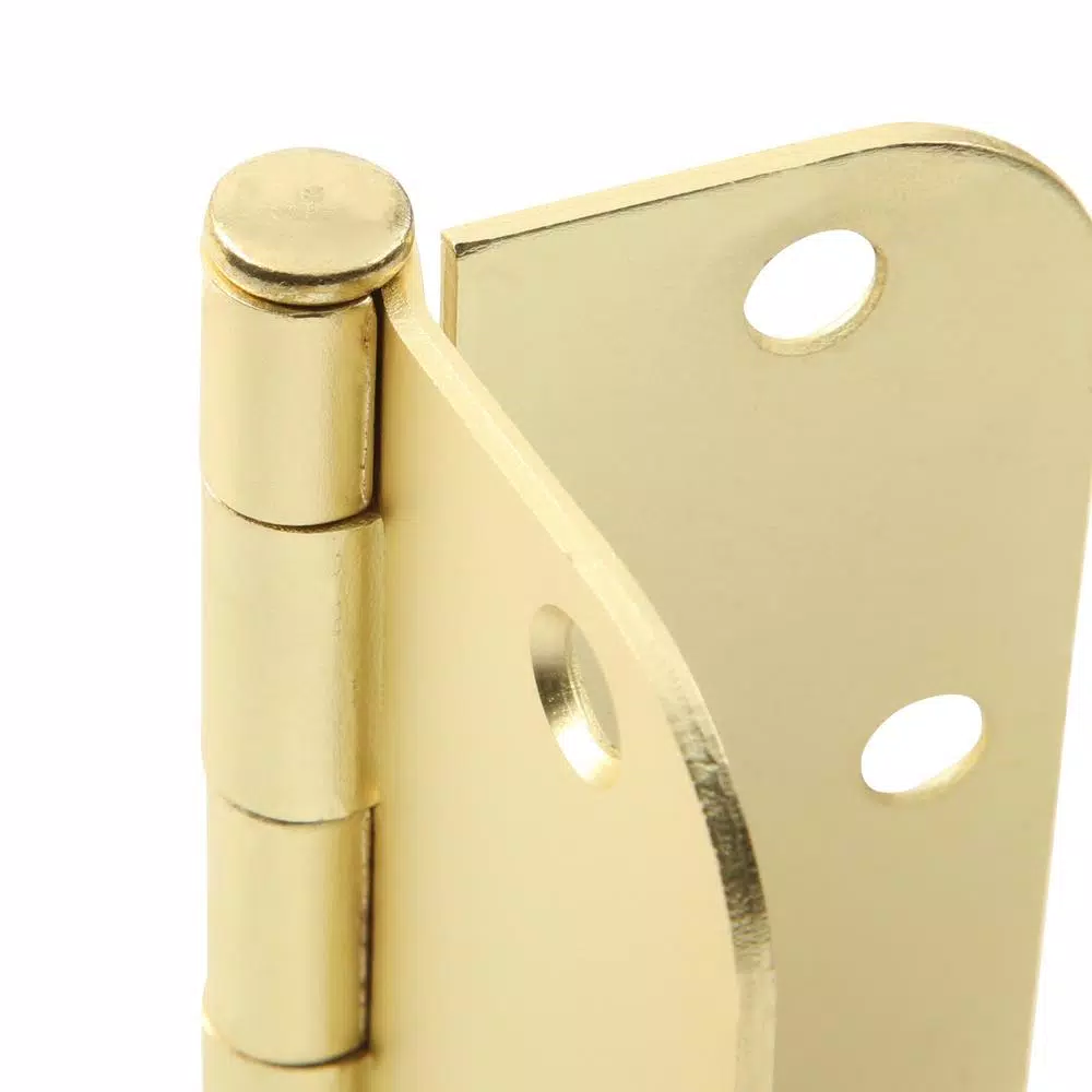 Hardware Essentials 3-1/2 in. Satin Brass Residential Door Hinge, 5/8 in. Round Corner, Full Mortise (9-Pack)