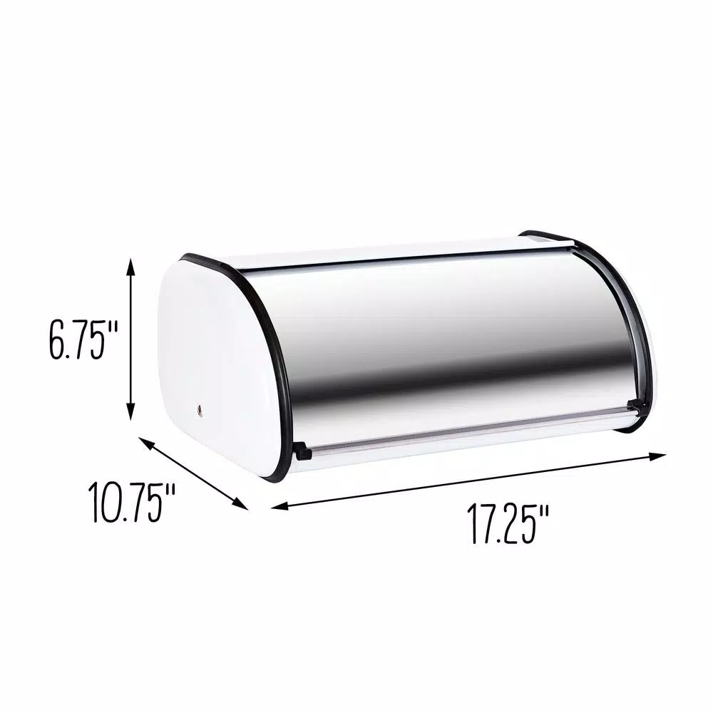 Honey-Can-Do Retro White Rolltop Bread Box - Steel Kitchen Storage Container