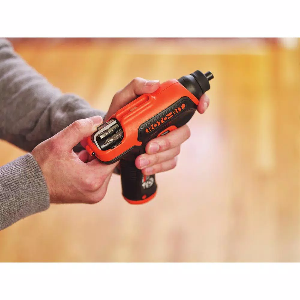 BLACK+DECKER 4V MAX Lithium-Ion Cordless Electric Screwdriver with Rotating Bit Cartridge and Charger