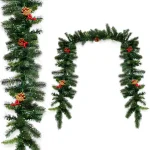 Costway 9 ft. Pre-Lit LED Artificial Fall & Christmas Garland with 100 Warm White Lights and Timer thumbnail 2