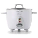 Aroma Simply 6-Cup Stainless Steel White Rice Cooker with Measuring Cup and Spatula thumbnail 1