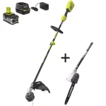 RYOBI ONE+ 18V Brushless String Trimmer and 10 in. Pole Saw Attachment Kit with 4 Ah Battery and Charger thumbnail 1
