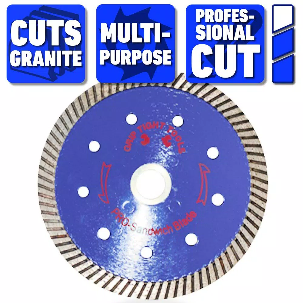 GRIP TIGHT TOOLS 4.5 in. Professional Turbo Sandwich Diamond Saw Blade for Granite, Marble, Concrete & Masonry (10-Pack)
