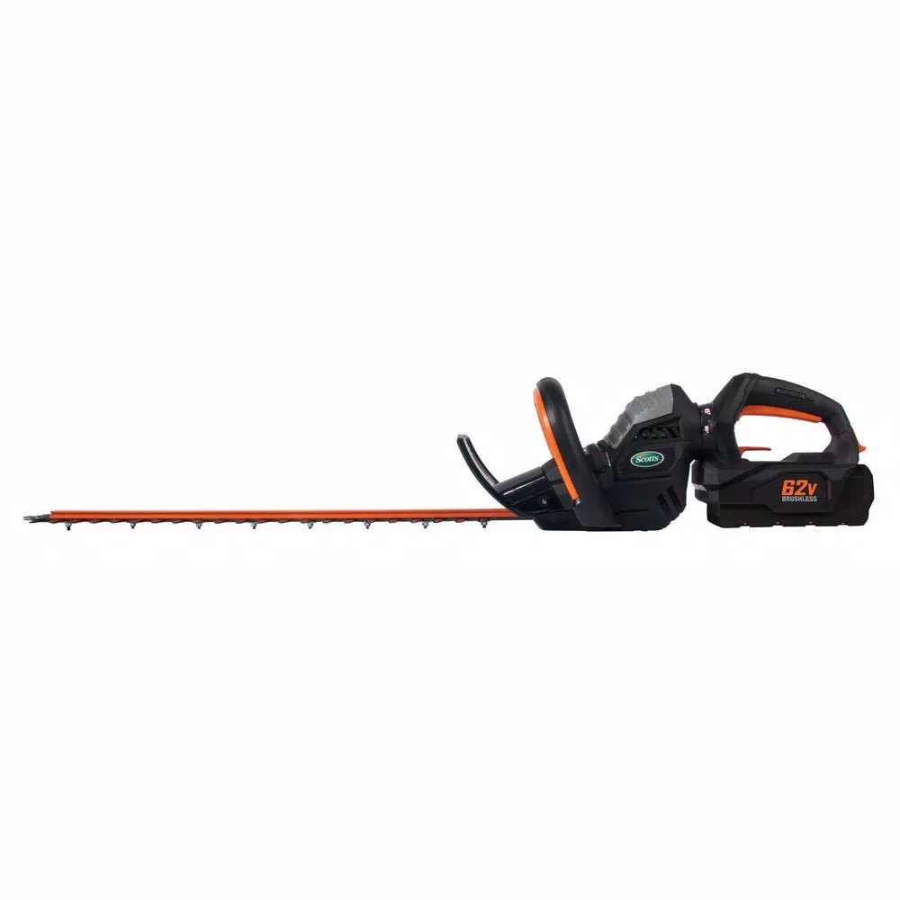 Scotts 24 in. 62V Cordless Brushless Hedge Trimmer Kit with 2.5 Ah Battery and Fast Charger