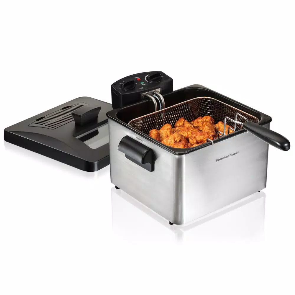 Hamilton Beach Professional-Style 3-Basket Deep Fryer, 1800W, 3-Quart Stainless Steel