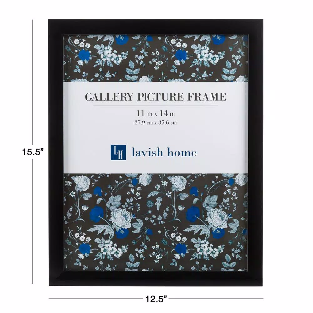 Lavish Home 11 x 14 in. Gallery Wall Picture Frame Set, 6-Piece Modern Black Plastic Frames