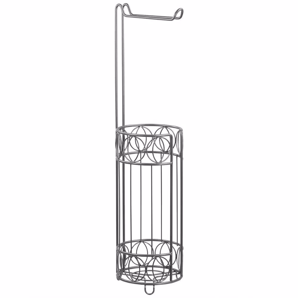Home Basics Seville Freestanding Toilet Paper Holder with Storage Base in Satin Nickel