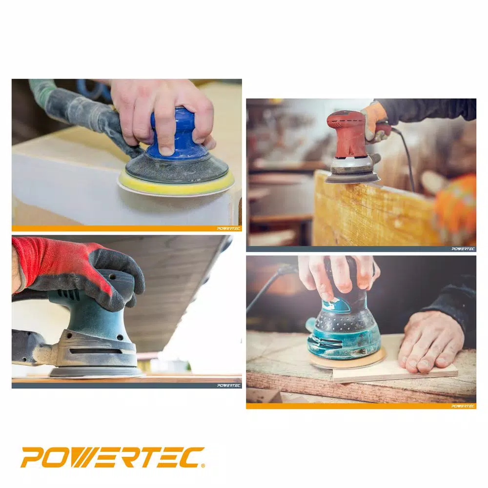 POWERTEC 5 in. 80 Grit Aluminum Oxide Hook and Loop 8-Hole Sanding Discs, 25-Pack