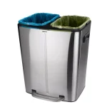 Wenko Primo 10.6 Gallon Stainless Steel Dual Bin Step-On Trash and Recycling Can thumbnail 4