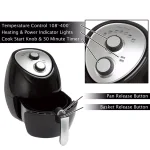 Classic Cuisine 3.7 Qt. Oil-Free Air Fryer, 1500W, Black thumbnail 3