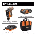 RIDGID 18V Cordless Brushless HYPERDRIVE 16-Gauge 2-1/2 in. Straight Finish Nailer Kit thumbnail 2