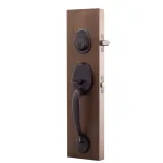 Copper Creek Mid Century Modern Tuscan Bronze Front Door Handleset with Left-Hand Scandinavian Lever Trim thumbnail 2