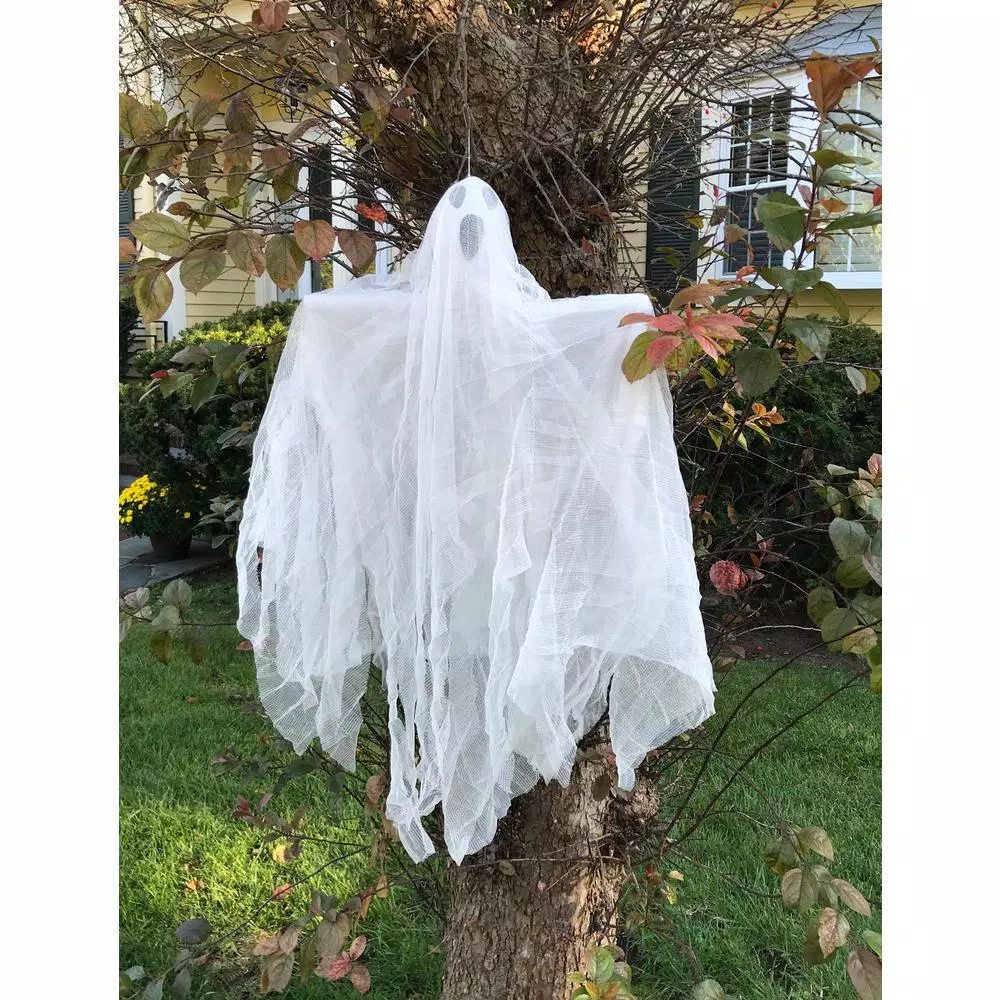 Worth Imports 35 in. Hanging Ghost Decorations, Set of 2 - White Gauzy Halloween Hanging Decor